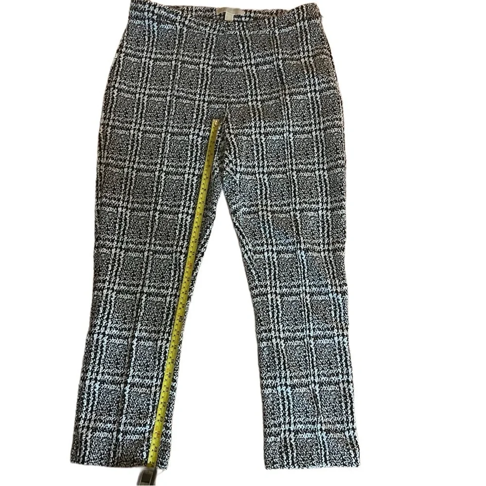 Michael Kors Plaid Straight Cut Pants Trousers Side Zipper Black & Gray Size L